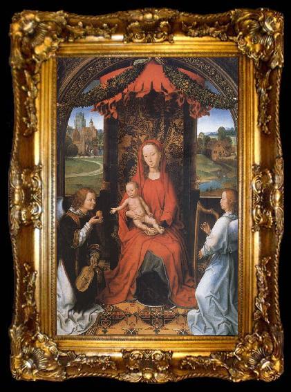 framed  Hans Memling The Madonna and the Nino with two angeles, ta009-2